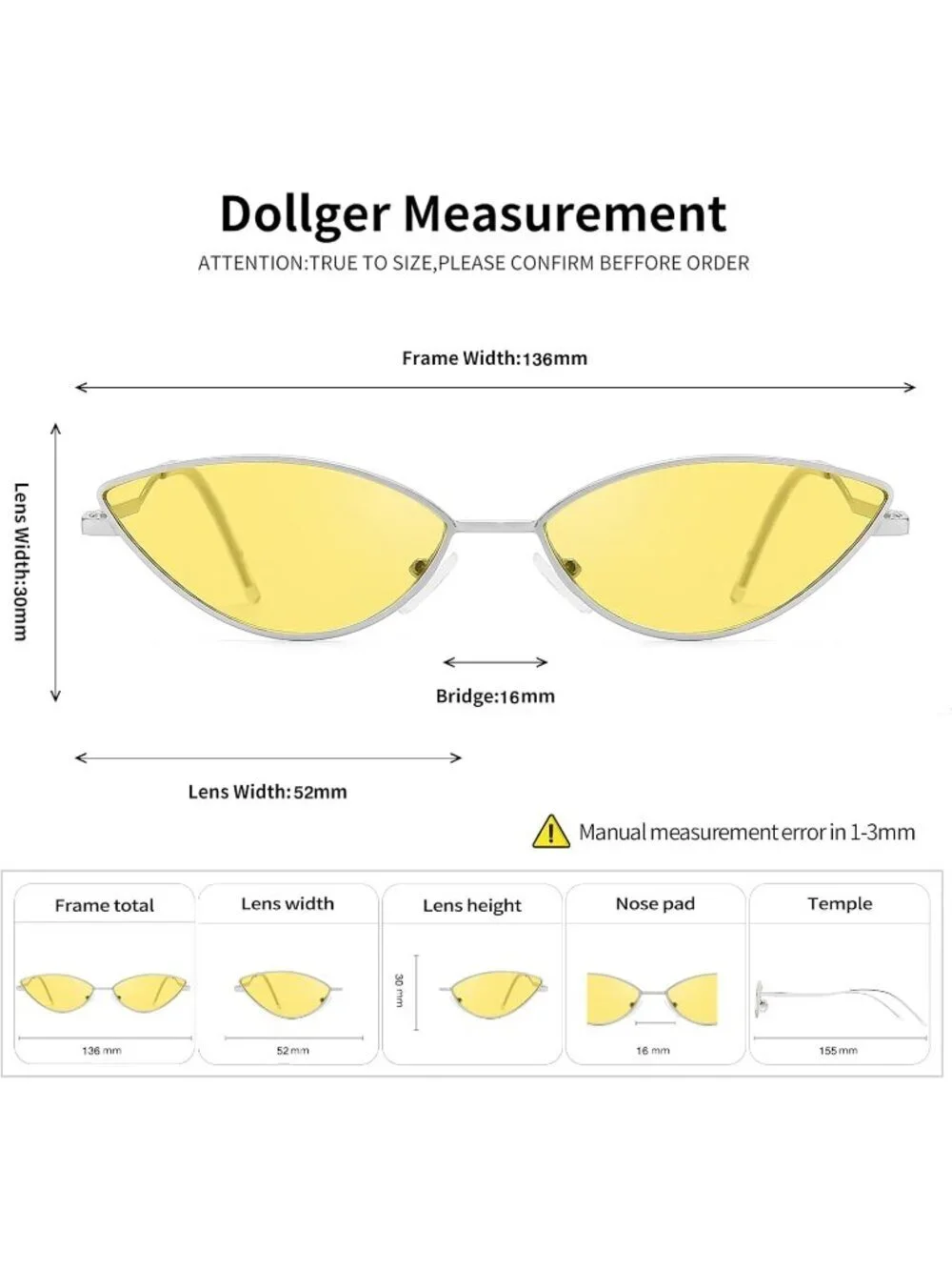 Women's Cat Eye Cute Sunglasses Triangle Vintage Trendy Cool Sun Glasses Yellow